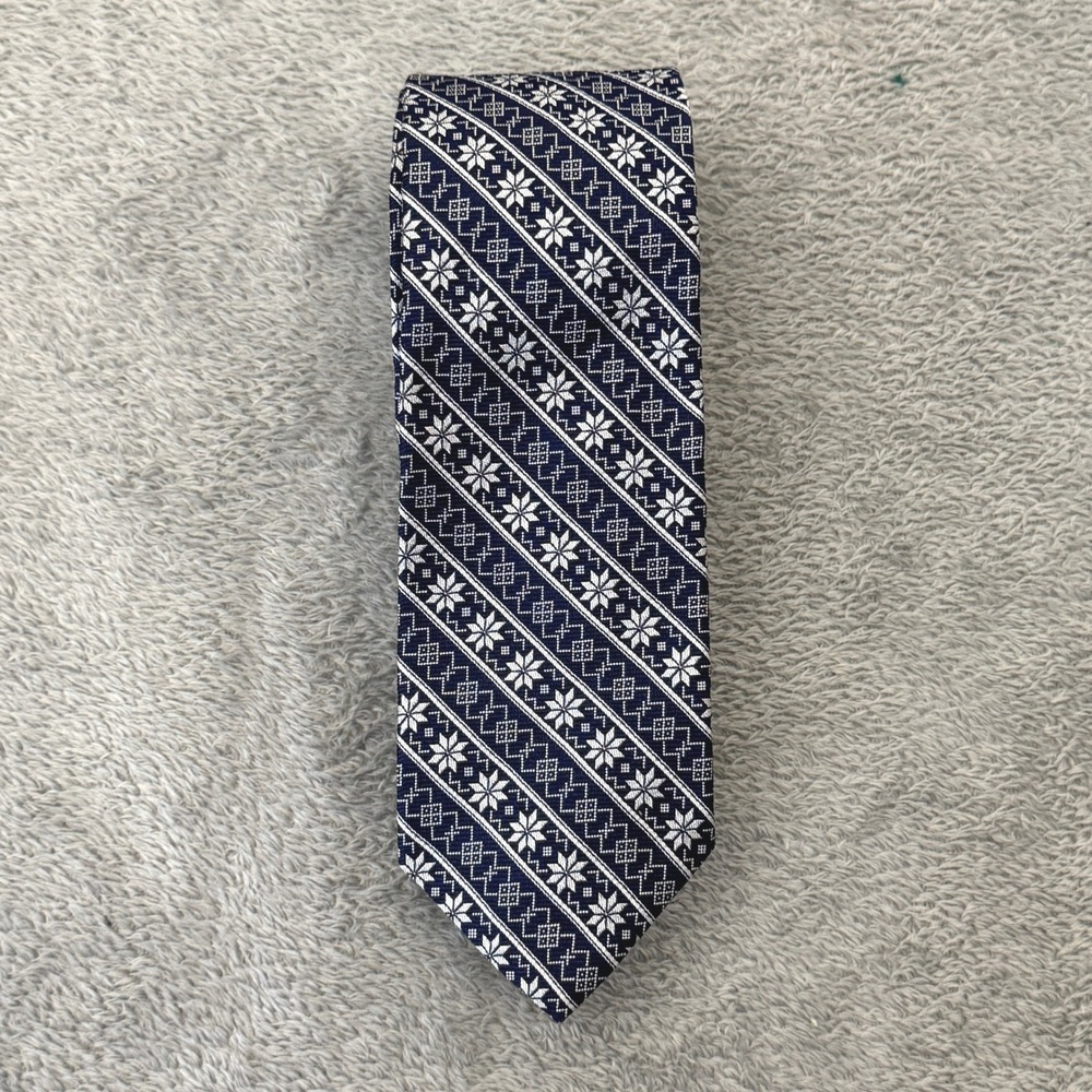 Brooks Brothers Necktie Men's 58 inches Navy Blue / White 100% Silk Made In USA!